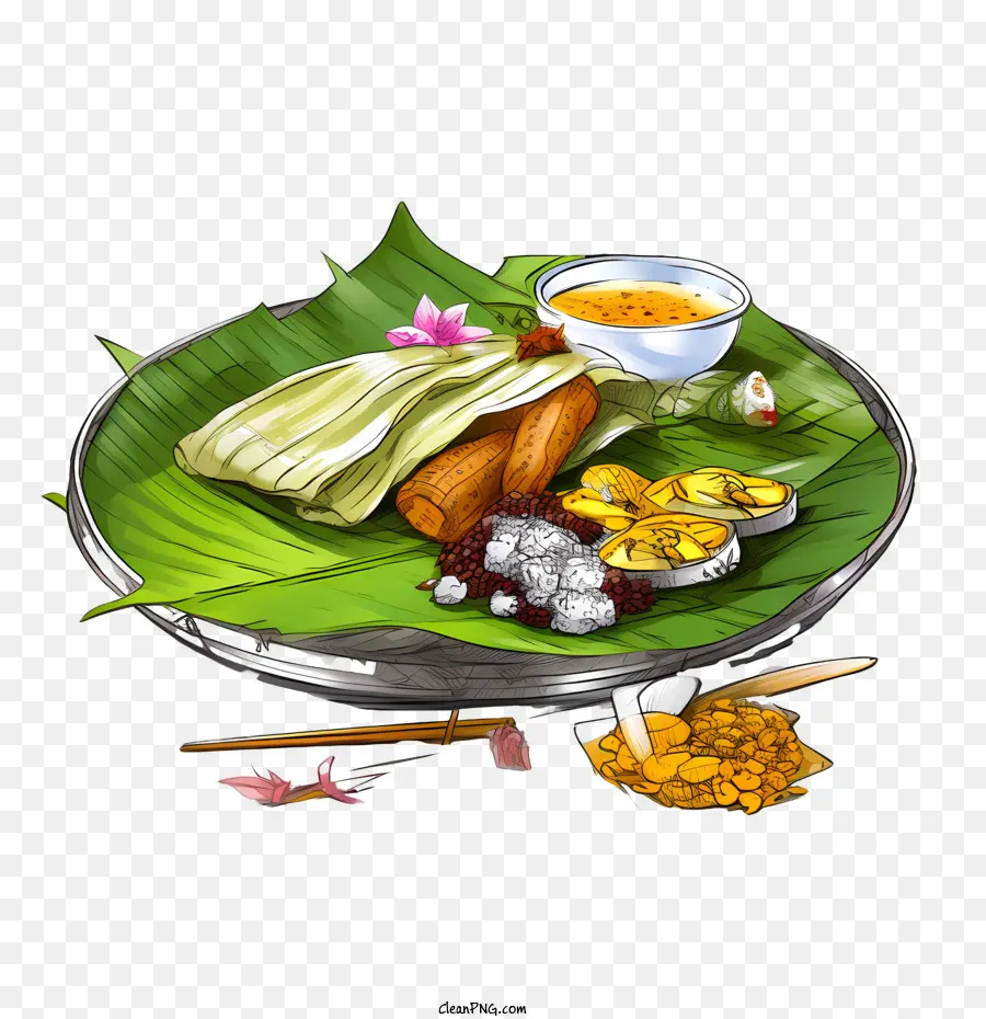 Onam Alakan Food，Hoja De Plátano PNG