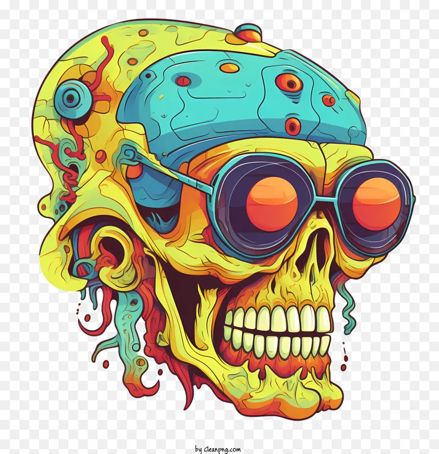 Cráneo Zombi，Calavera Con Gafas PNG