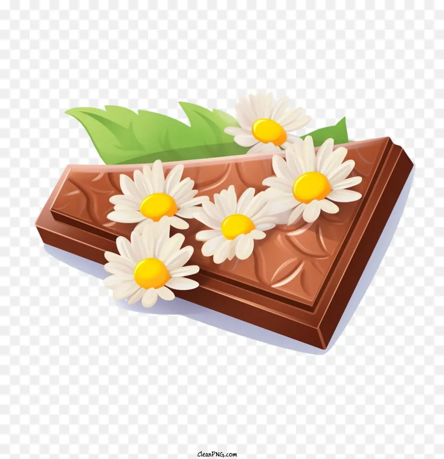 Día Internacional Del Chocolate，Barra De Chocolate Con Flores PNG