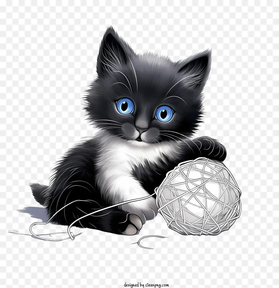 Gato Jugando Bola De Hilo，Gatito PNG