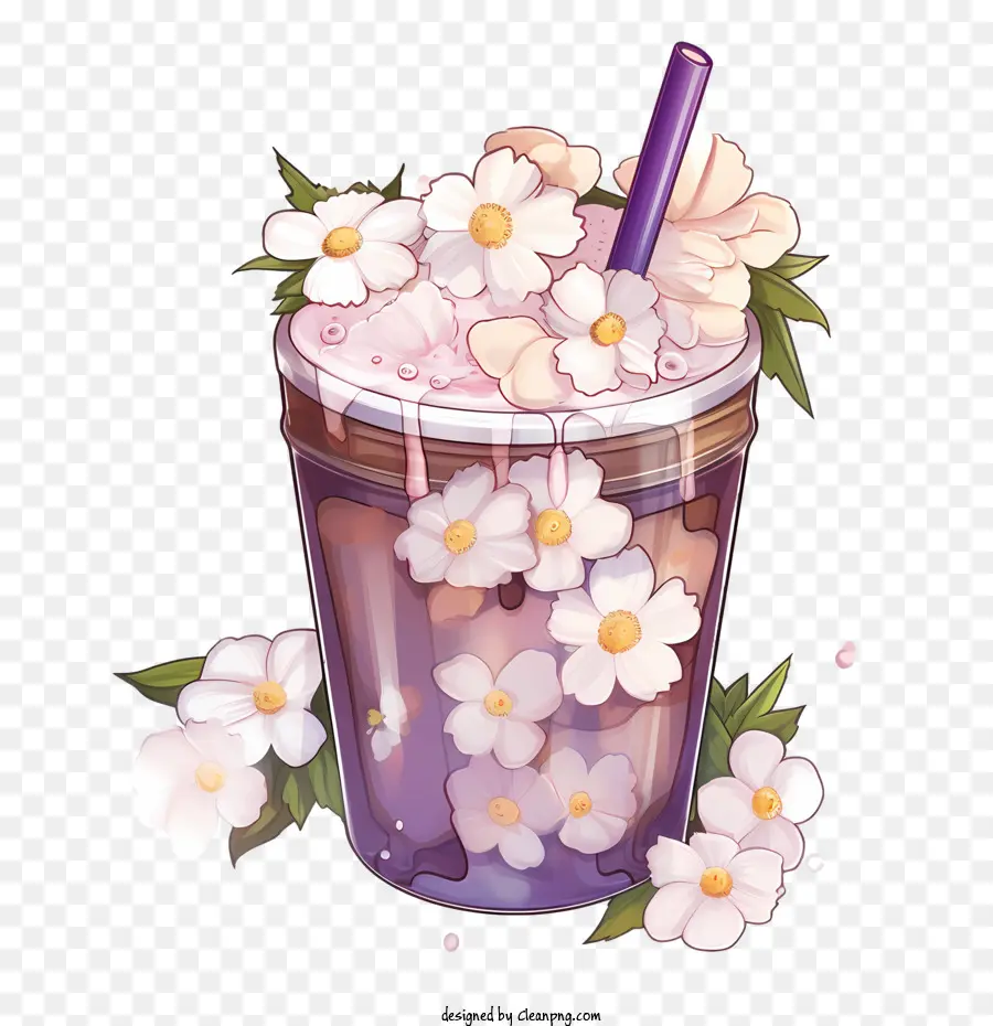 Burbuja Té Con Leche，Morado PNG