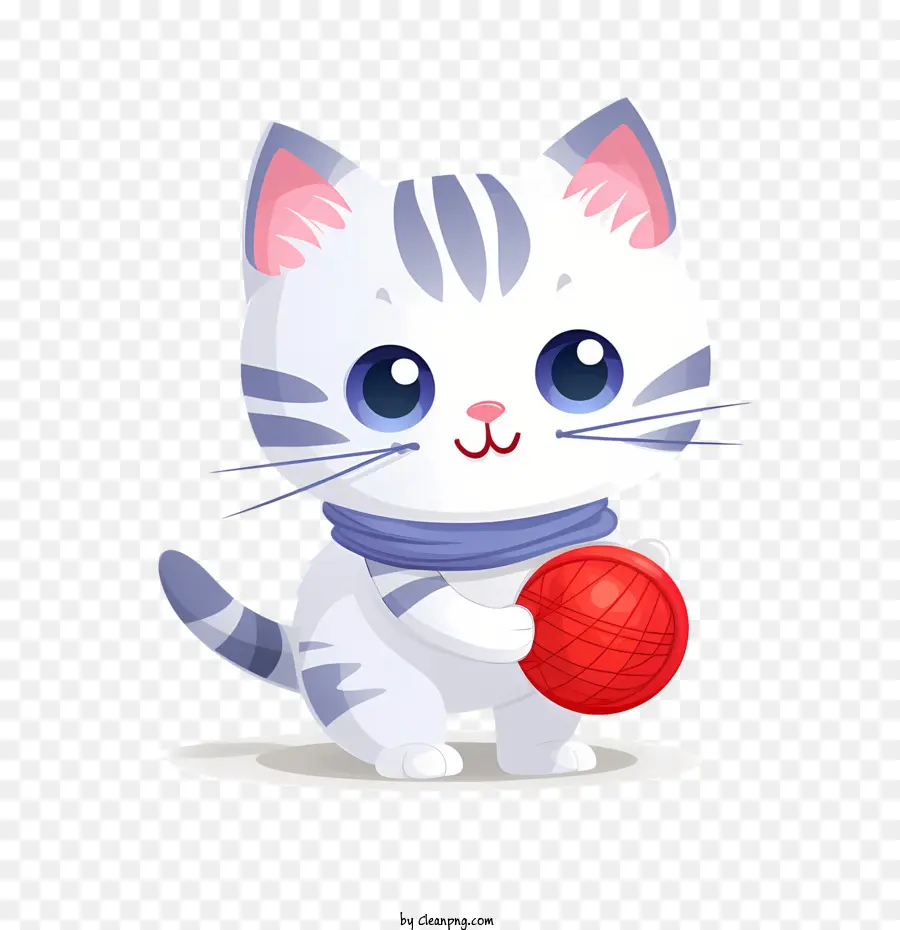 Gato Jugando Bola De Hilo，Gato De Dibujos Animados PNG