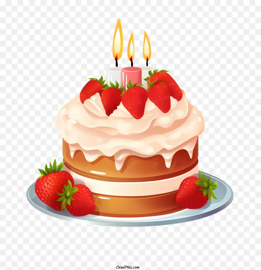 Torta De Cumpleaños，Fresas PNG