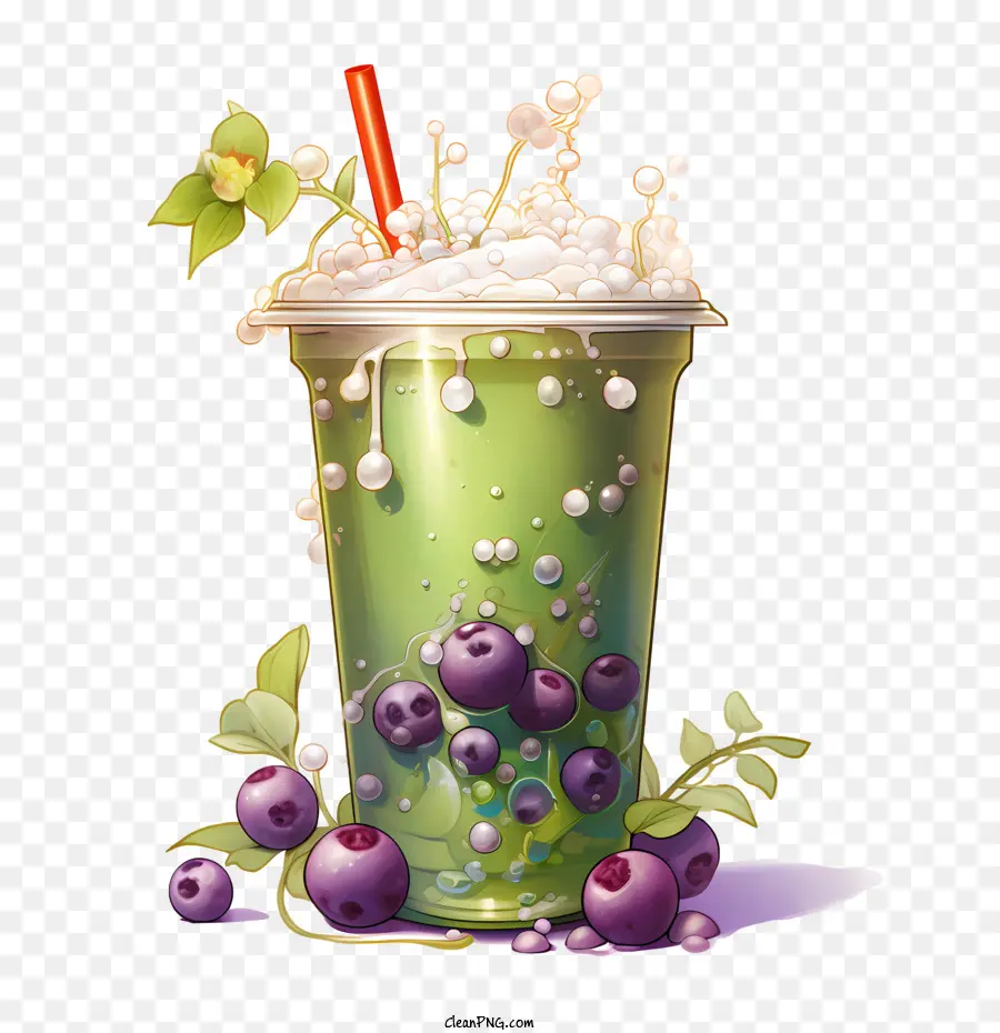 Té De Burbujas Matcha，Batido Verde PNG