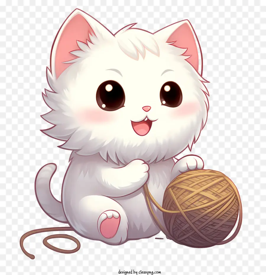 Gato Jugando Bola De Hilo，Lindo Gato Blanco PNG