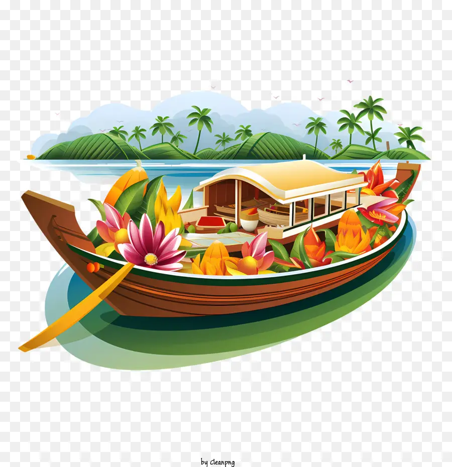 Barco Onam，Casa Flotante PNG