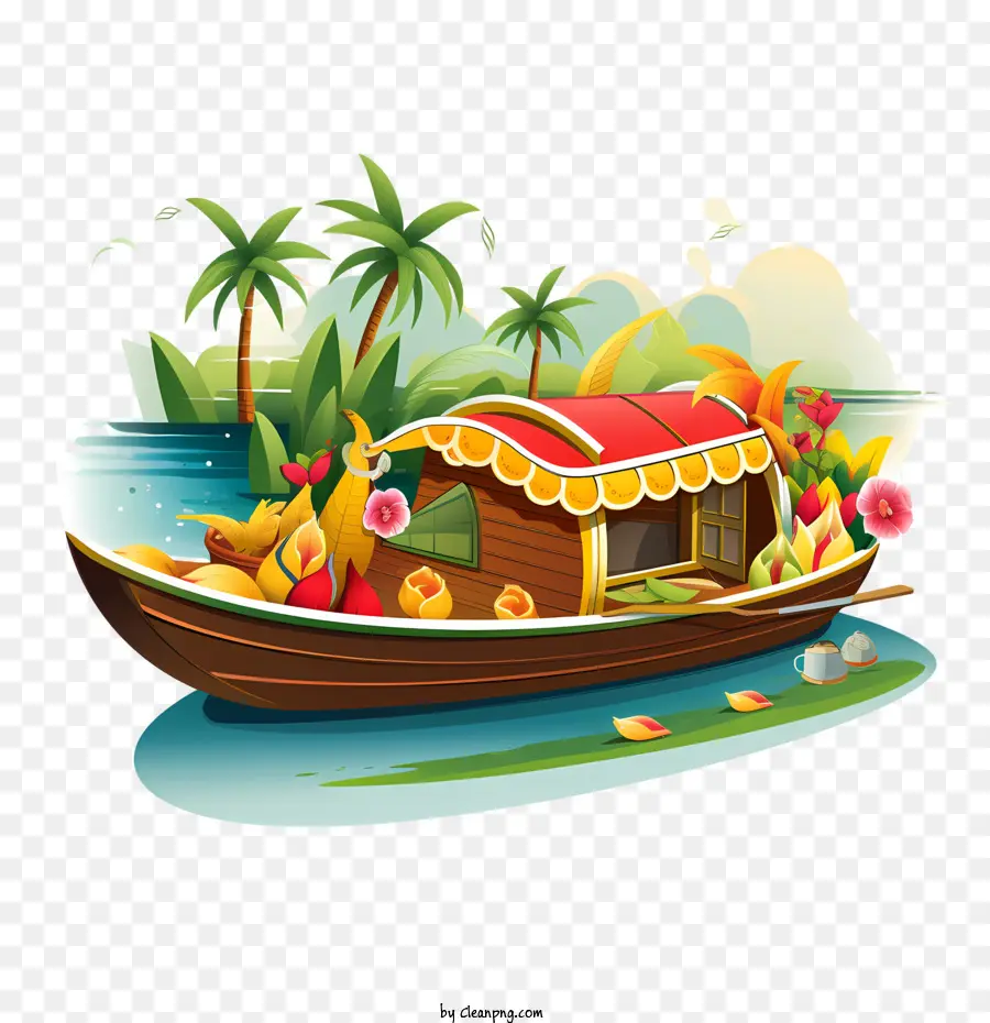 Barco Onam，Casa Flotante PNG