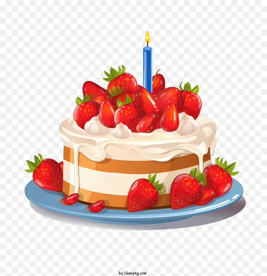 Torta De Cumpleaños，Fresas PNG