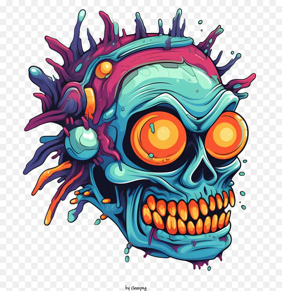 Zombie Skull，Esqueleto PNG