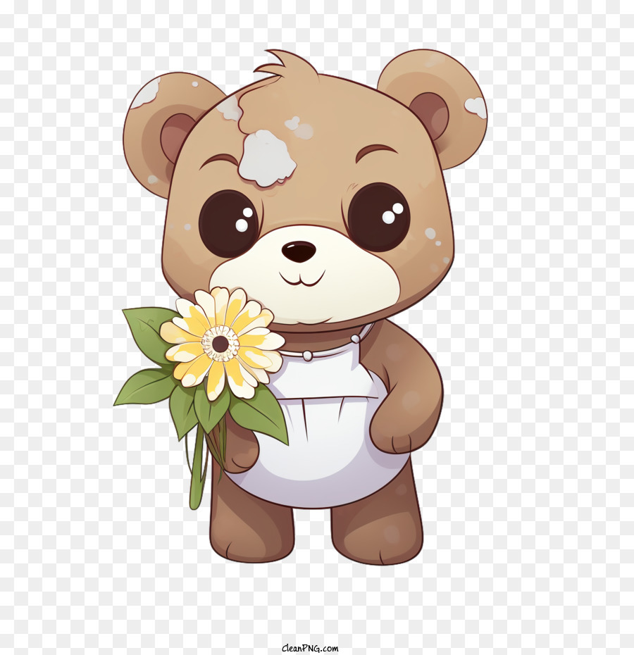 Día Del Oso De Peluche，Lindo Oso Con Flor PNG