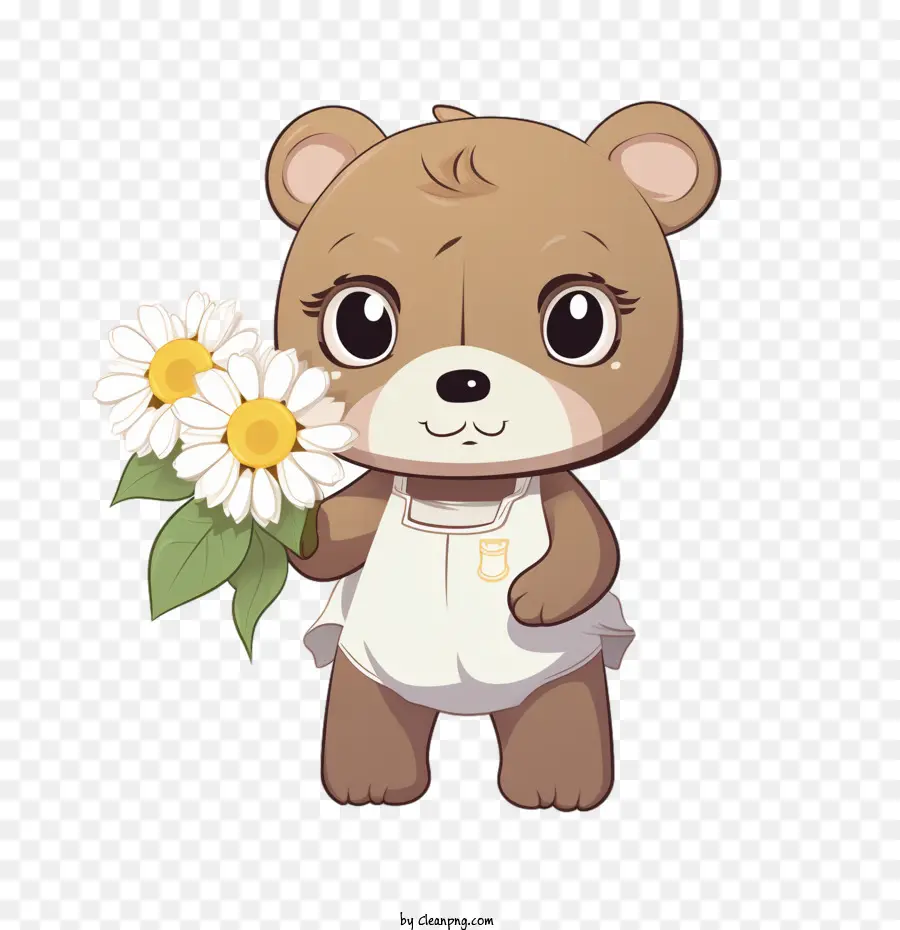 Día Del Oso De Peluche，Lindo Oso Con Flores PNG