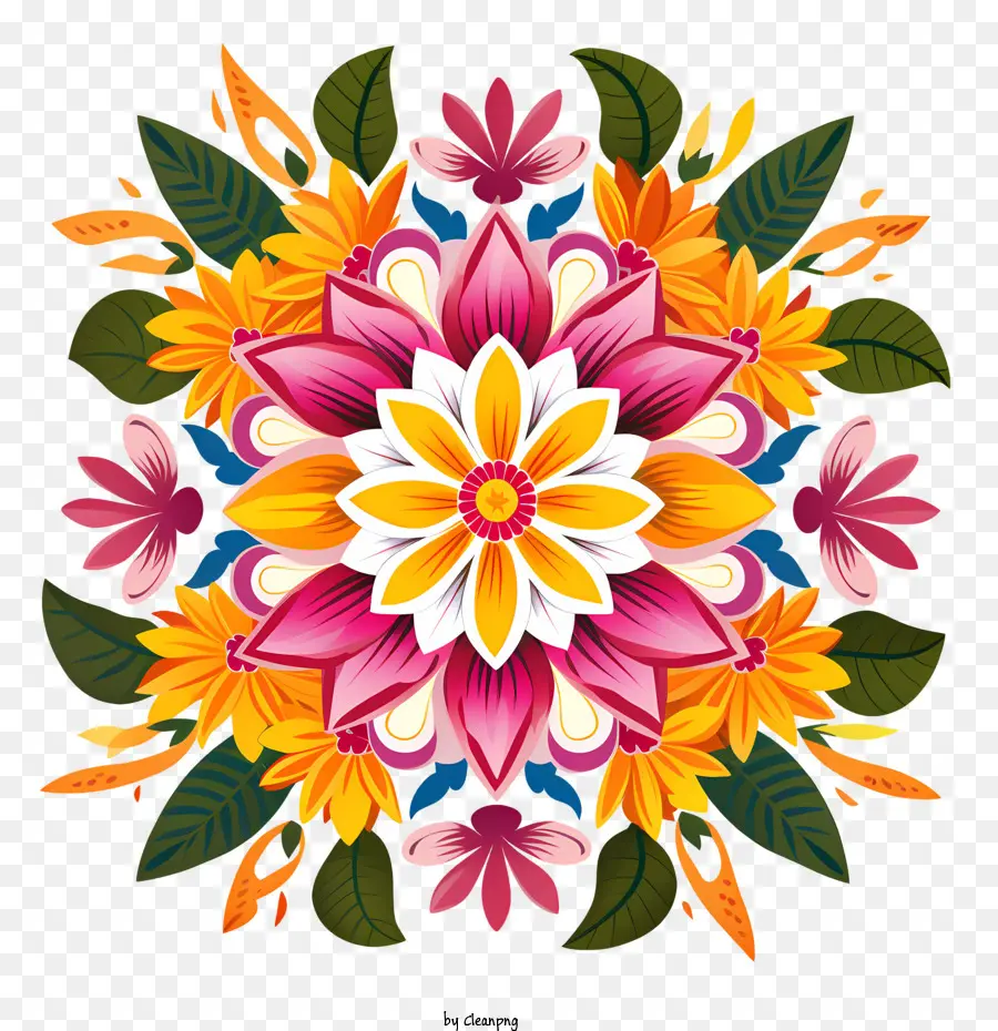 Rangoli Floral De Onam，Diseño Floral PNG