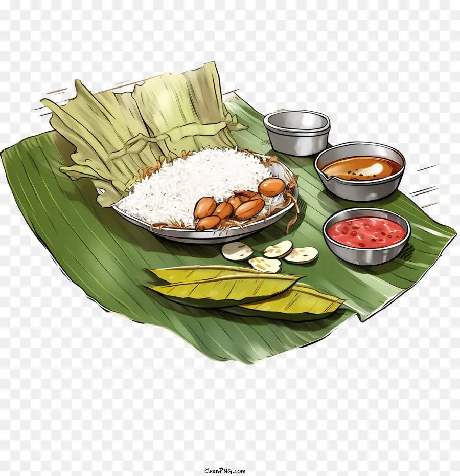 Onam Alakan Food，Hoja De Plátano PNG