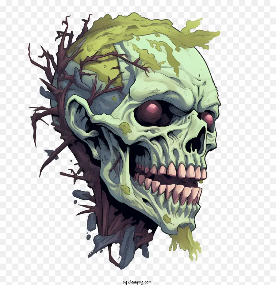 Zombie Skull，Esqueleto PNG