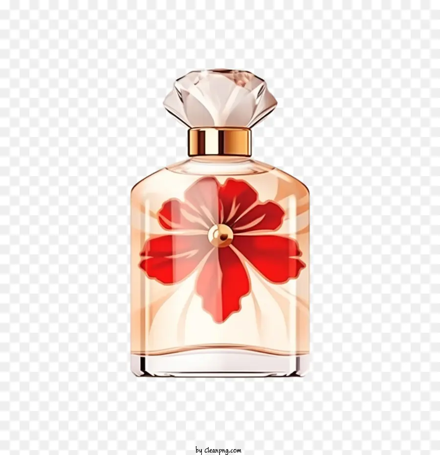 Botella De Perfume，Flor Roja PNG