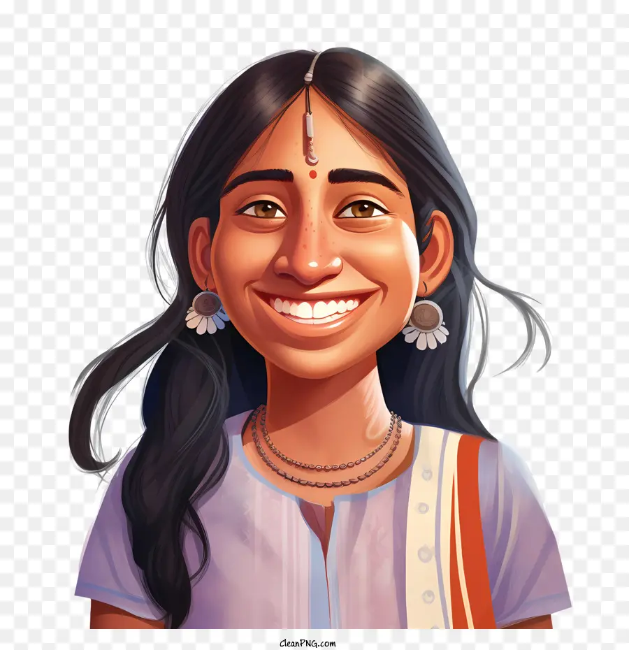 Niña India，Mujer Sonriente PNG