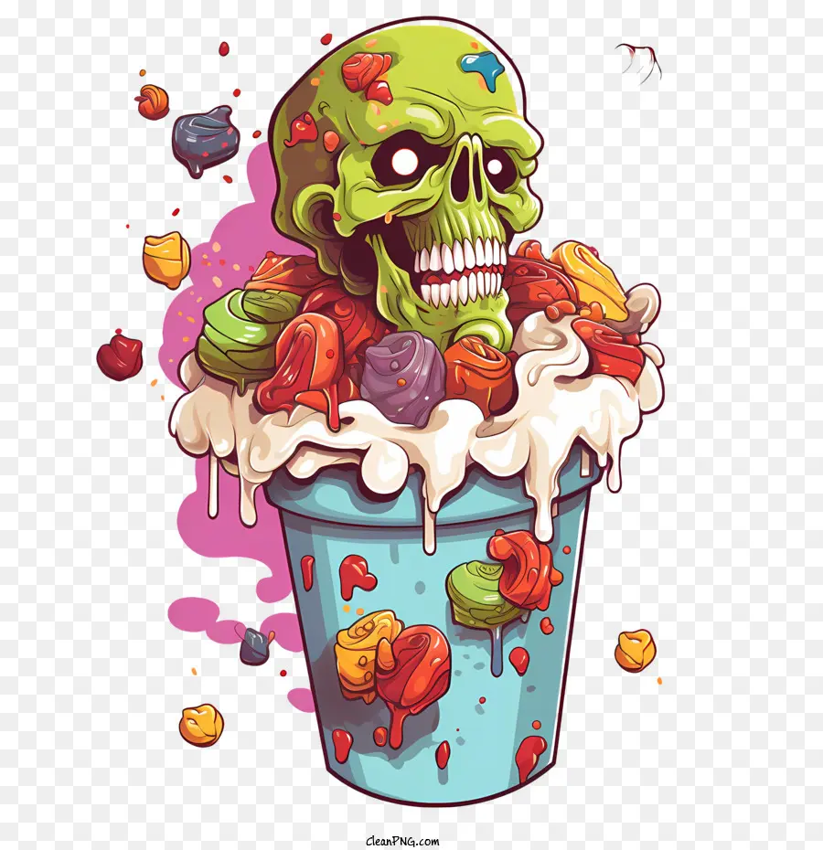 Helado Zombi，Calavera Y Helado PNG