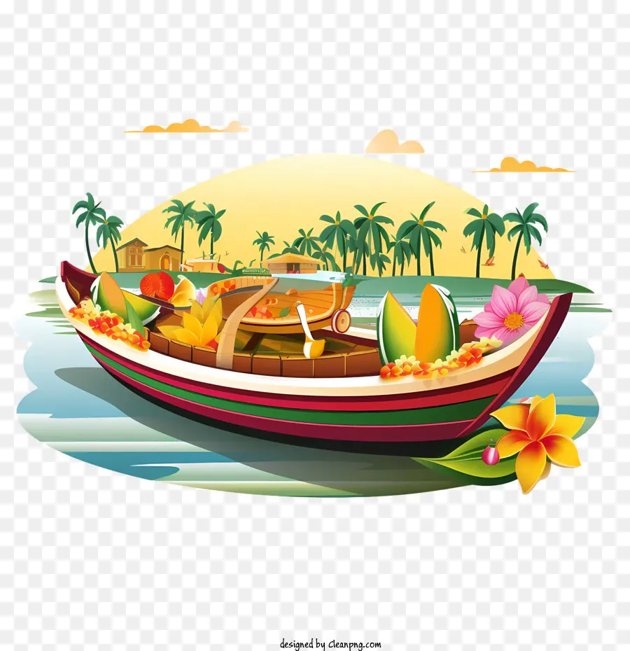 Barco Onam，Barco Colorido PNG