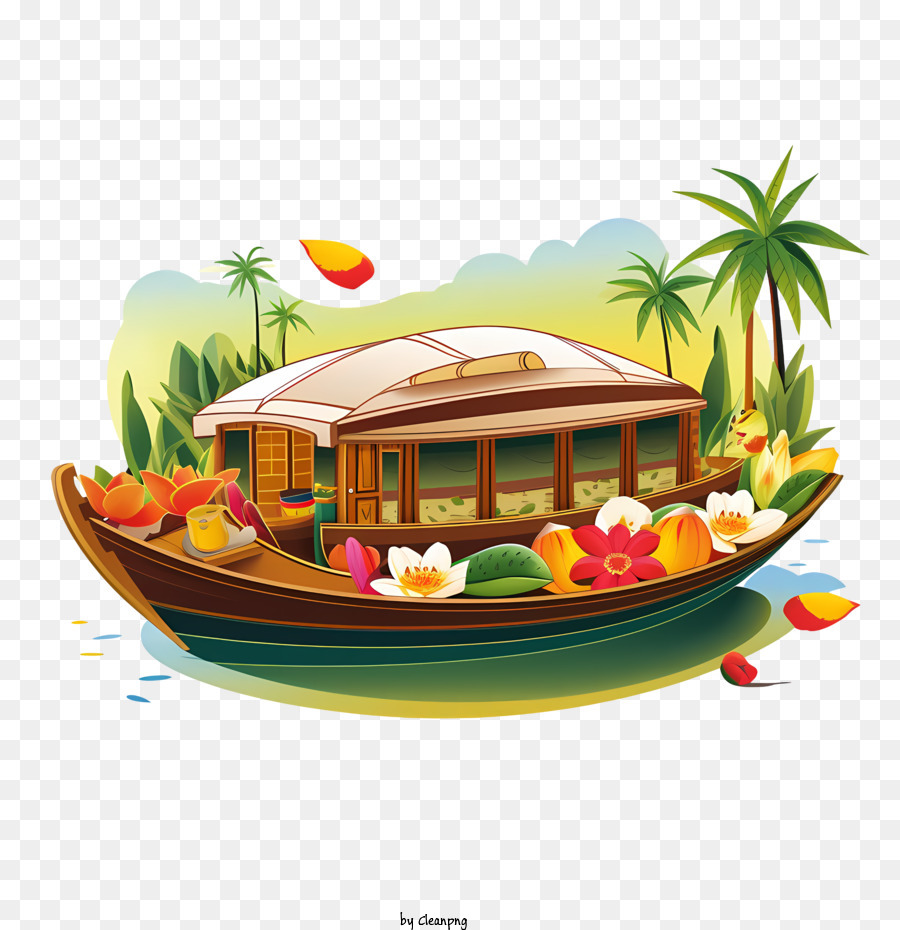 Barco Onam，Casa Flotante PNG