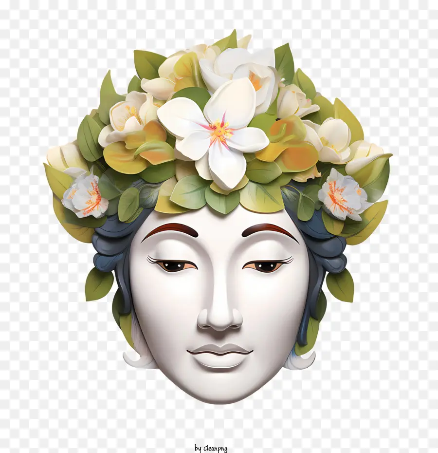 Cara Abstracta，Máscara De Flores PNG