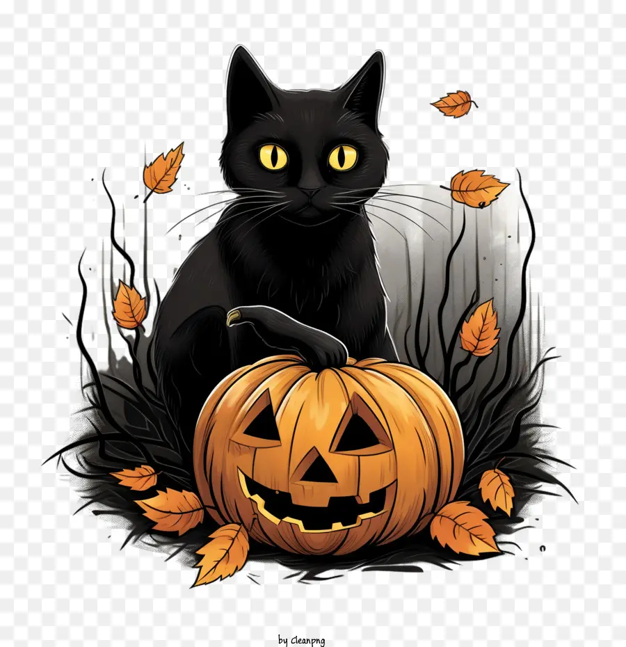 Halloween，Gato Negro PNG