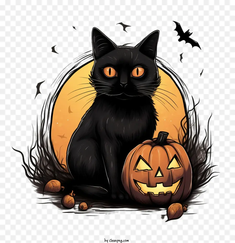 Halloween，Gato Negro PNG