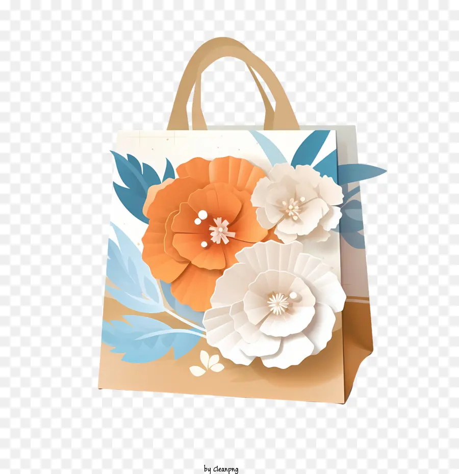 Bolsa De Papel，Bolsa De Regalo Floral PNG