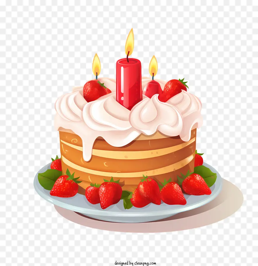 Torta De Cumpleaños，Fresas PNG