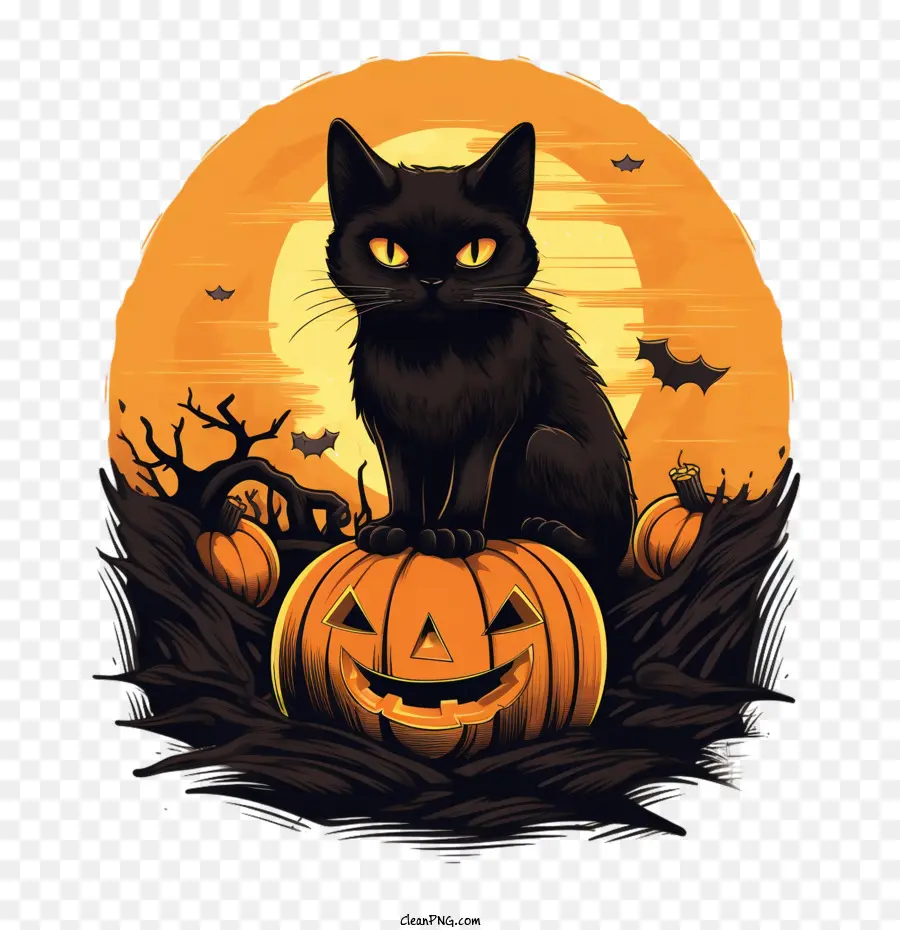 Halloween，Gato Negro PNG