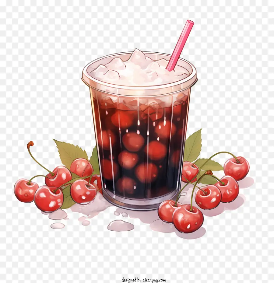 Burbuja Té Con Leche，Cereza PNG