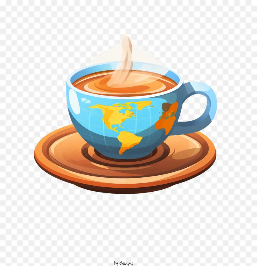 Día Internacional Del Café，Copa Con Mapa Mundial PNG