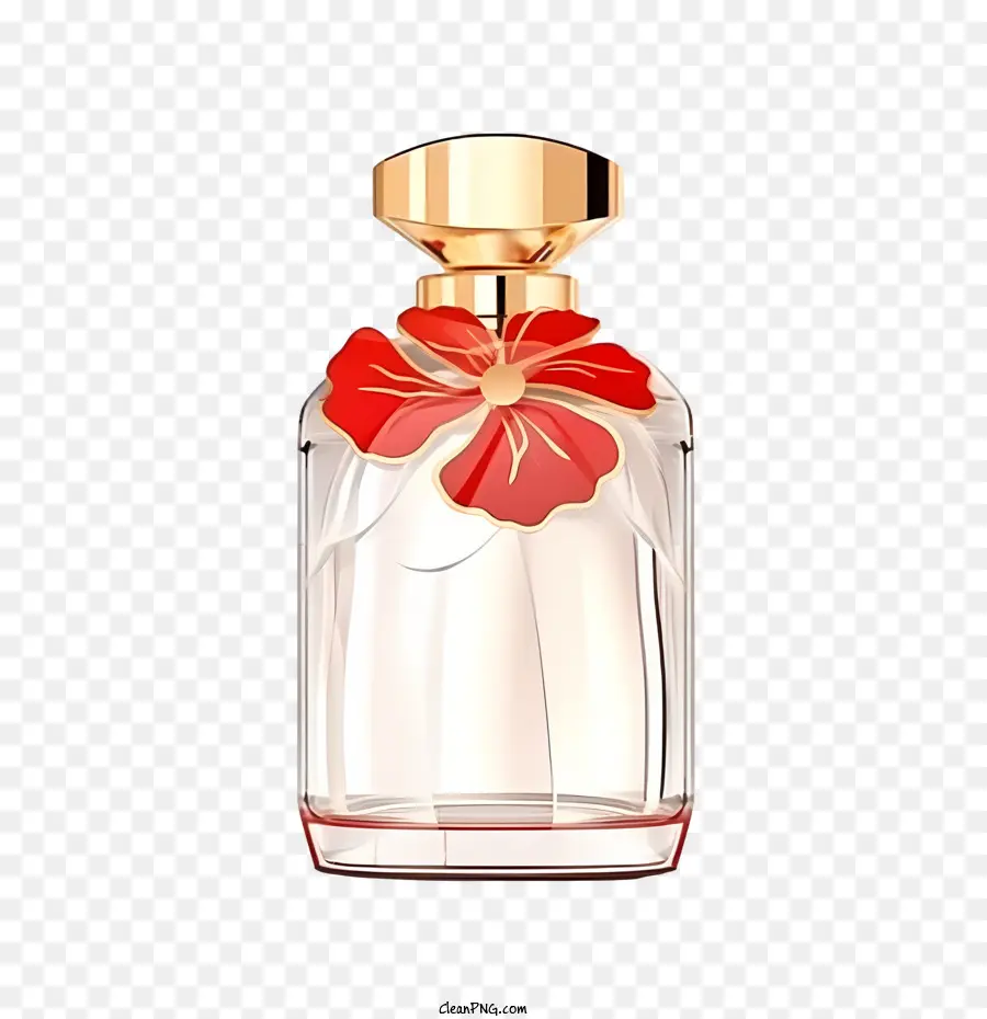 Botella De Perfume，Flor Roja PNG