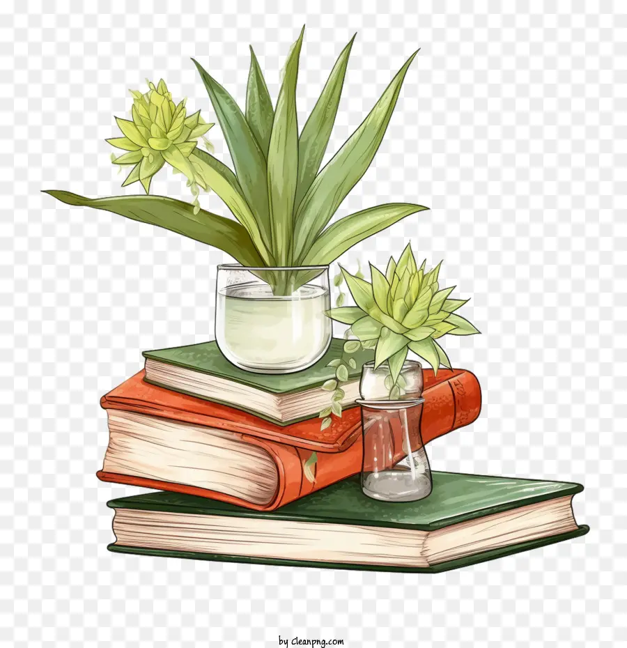 Áloe Vera，Libros Y Plantas PNG