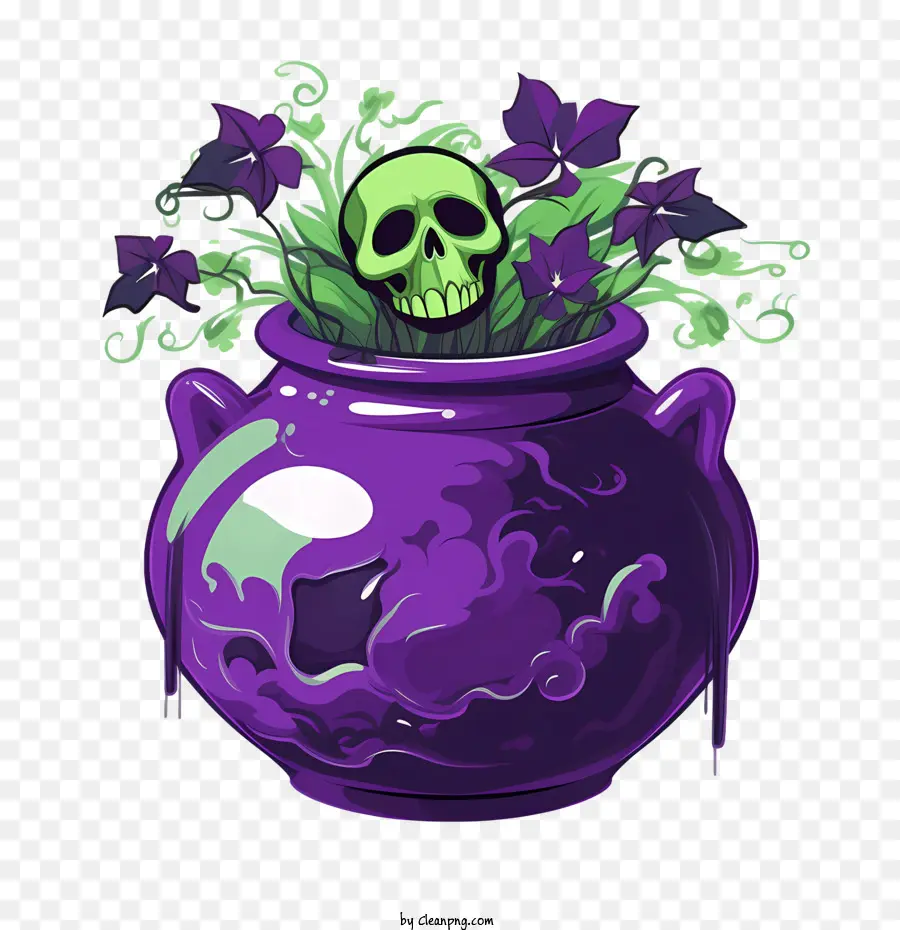 Caldero Venenoso，Maceta Morada Con Calavera PNG