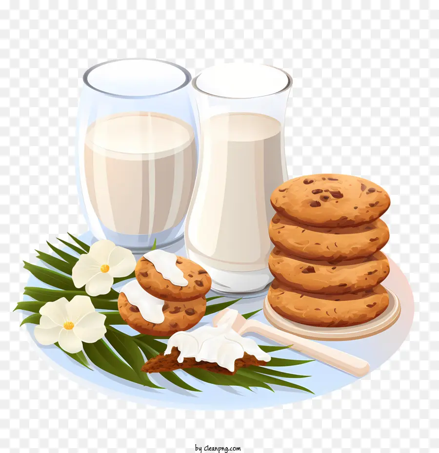 Galletas Y Leche，Galletas Con Chispas De Chocolate PNG