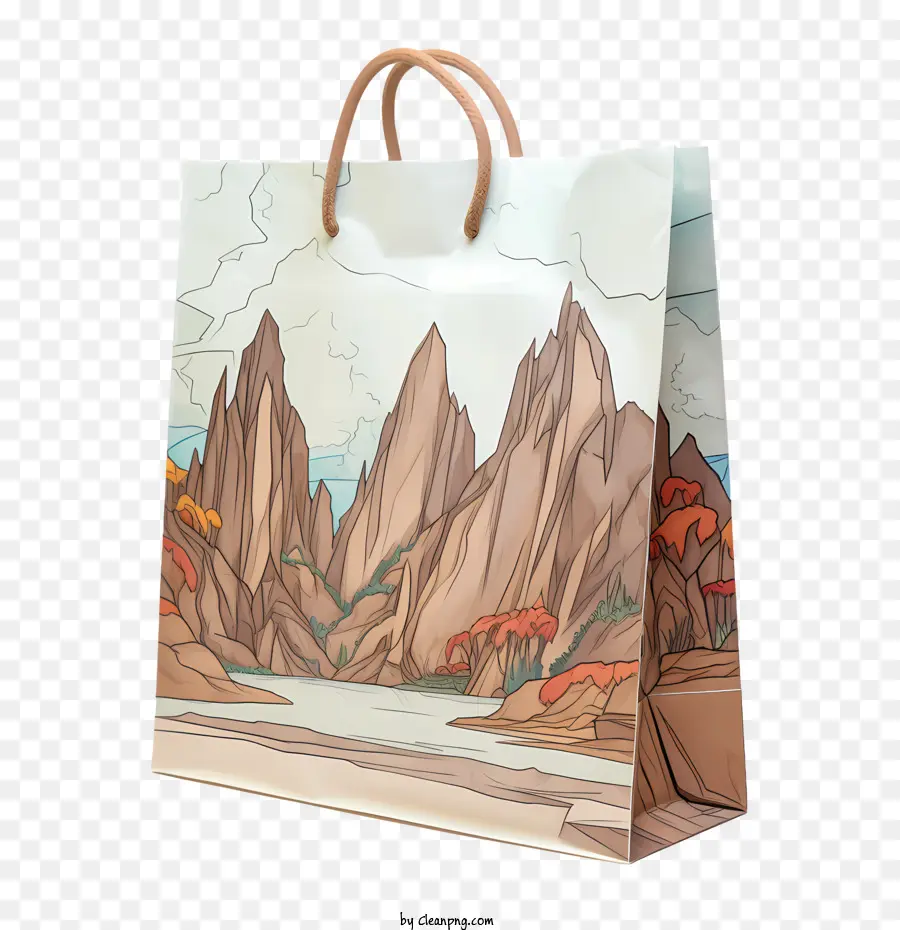 Bolsa De Papel Ecológico，Montañas PNG