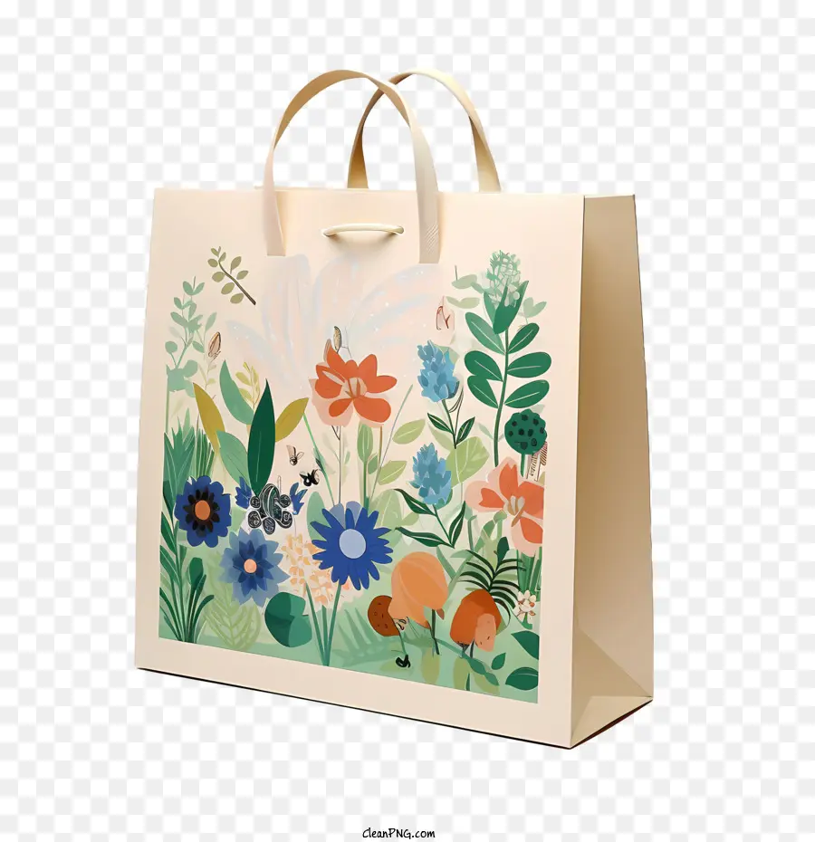 Bolsa De Papel Ecológico，Bolso De Flores PNG