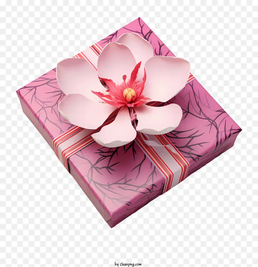 Caja De Regalo Rosa，Flor PNG