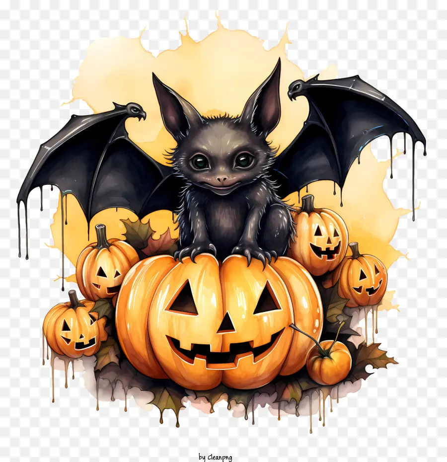 Murciélago De Halloween，La Calabaza De Halloween PNG