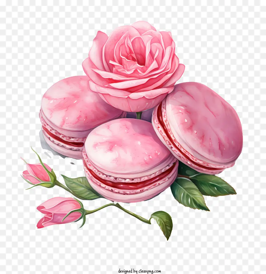 Día Del Macarrón，Macarrones Y Rosa PNG