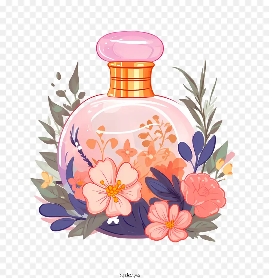 Botella De Perfume，Flores PNG