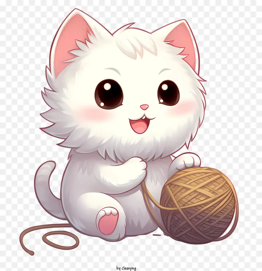 Gato Jugando Bola De Hilo，Lindo Gato Blanco PNG