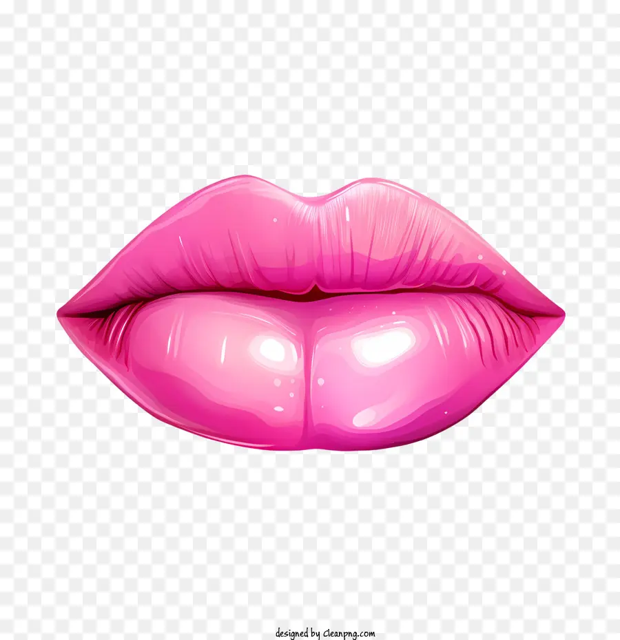 Labios De Color Rosa，Labios Brillosos PNG