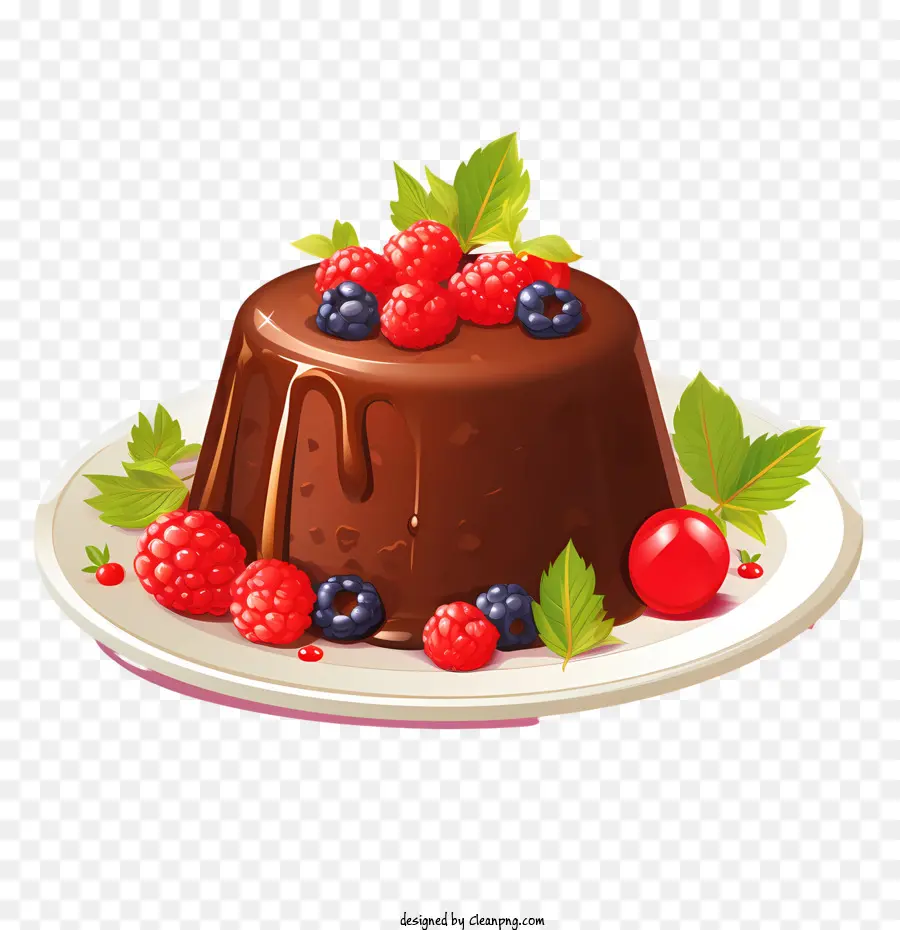 Pudin De Navidad，Pastel De Chocolate Con Frutos Rojos PNG