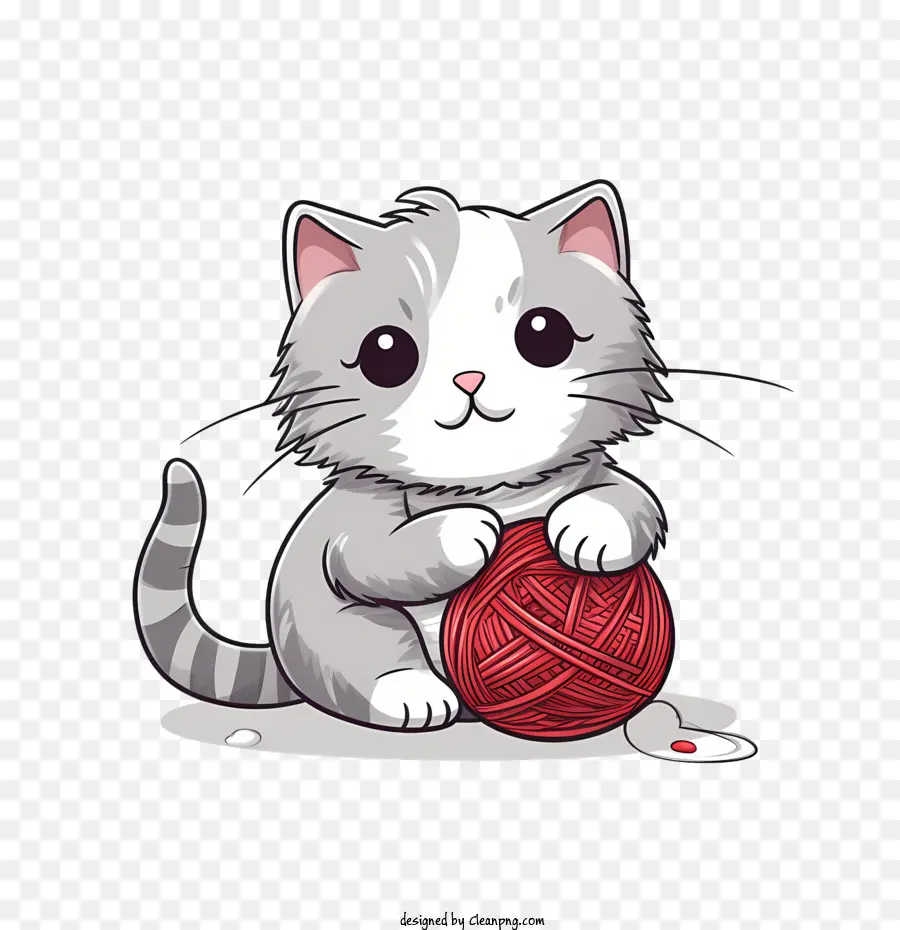 Gato Jugando Bola De Hilo，Lindo Gato PNG