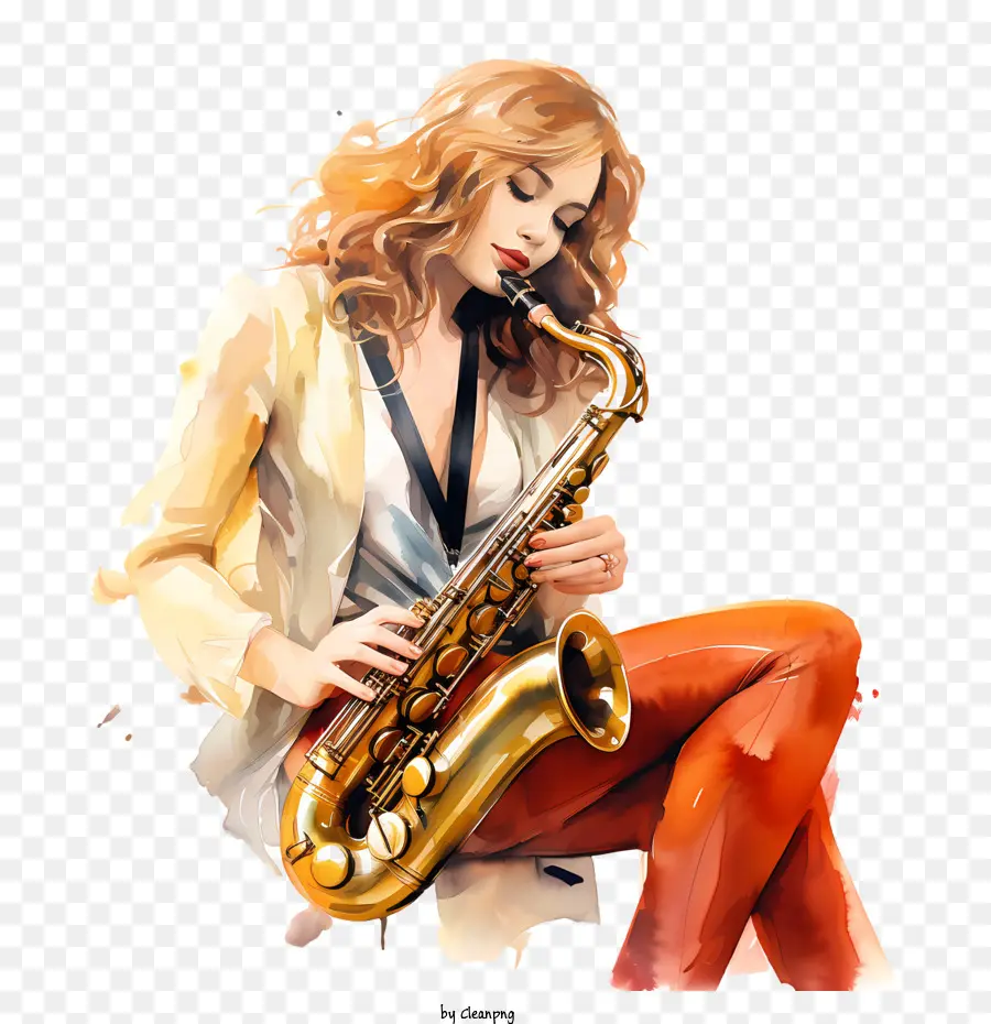 Saxofón Día，Mujer PNG