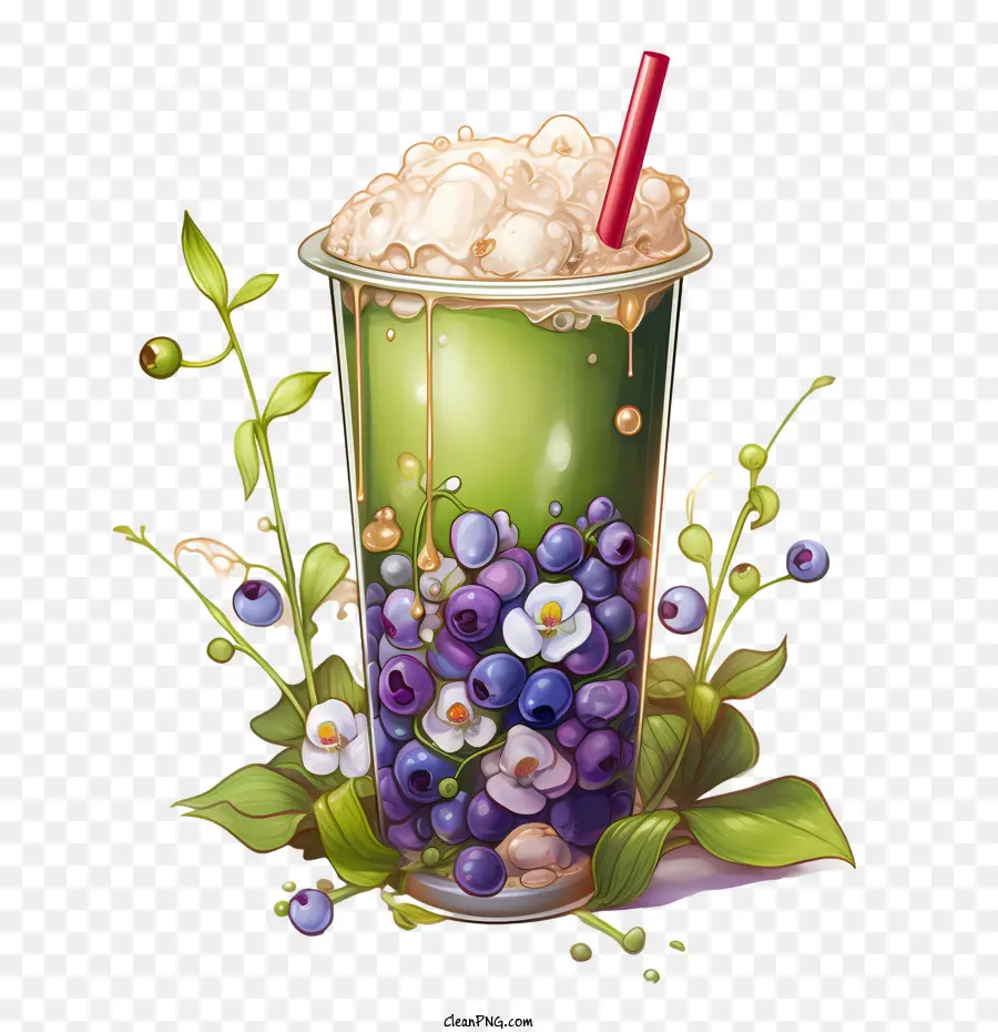 Té De Burbujas De Matcha，Bebida Azul PNG