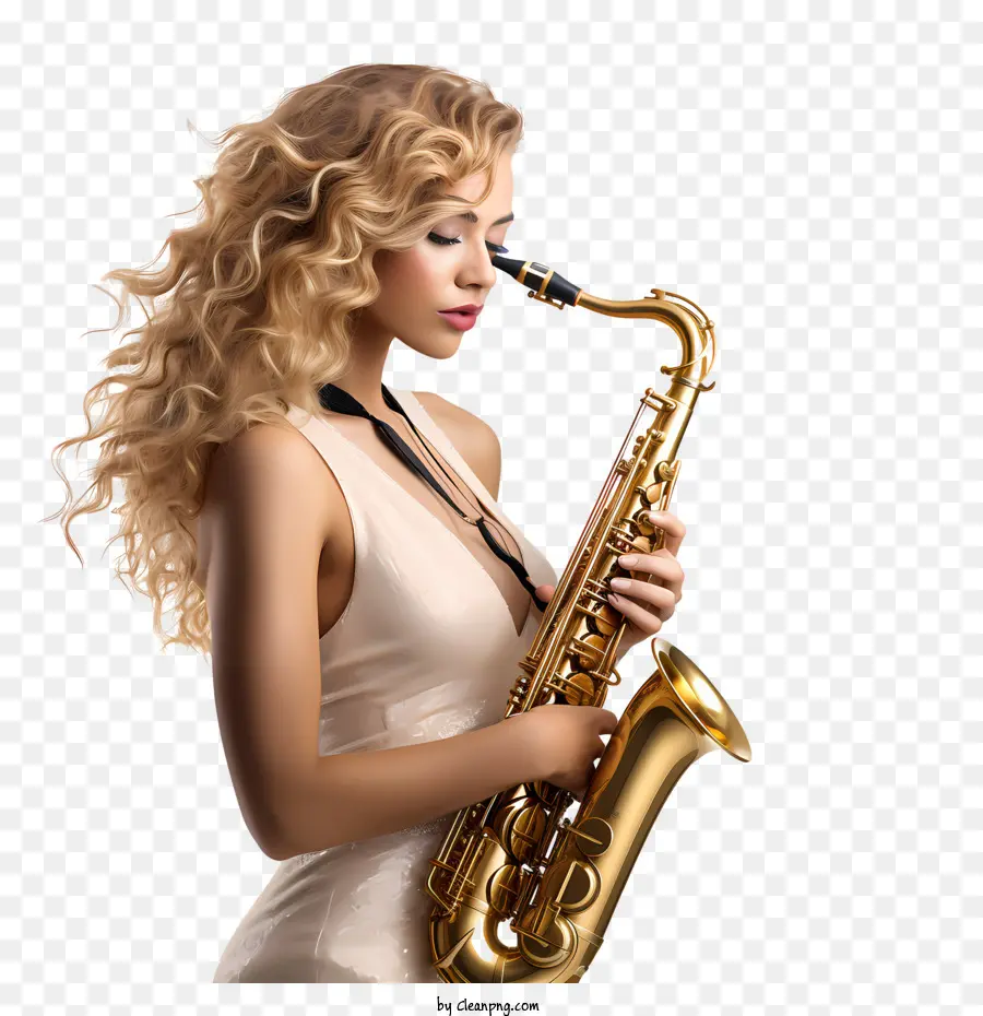 Saxofón Día，Mujer PNG