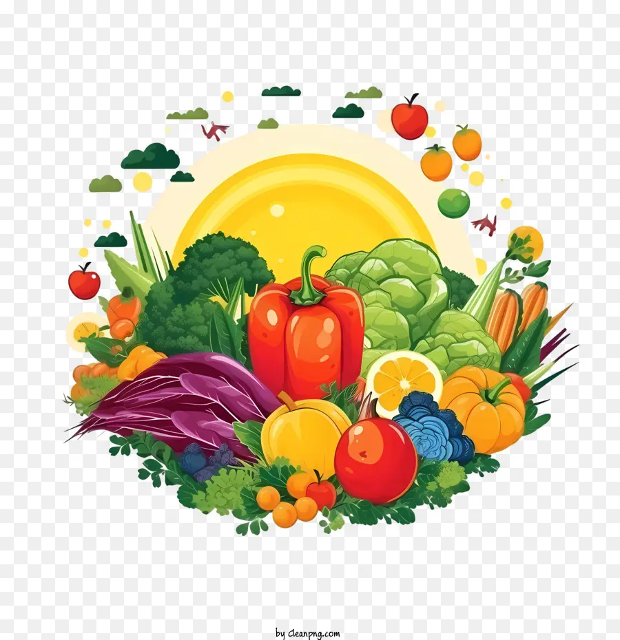 Día Mundial Del Vegano，Círculo De Frutas Y Verduras PNG