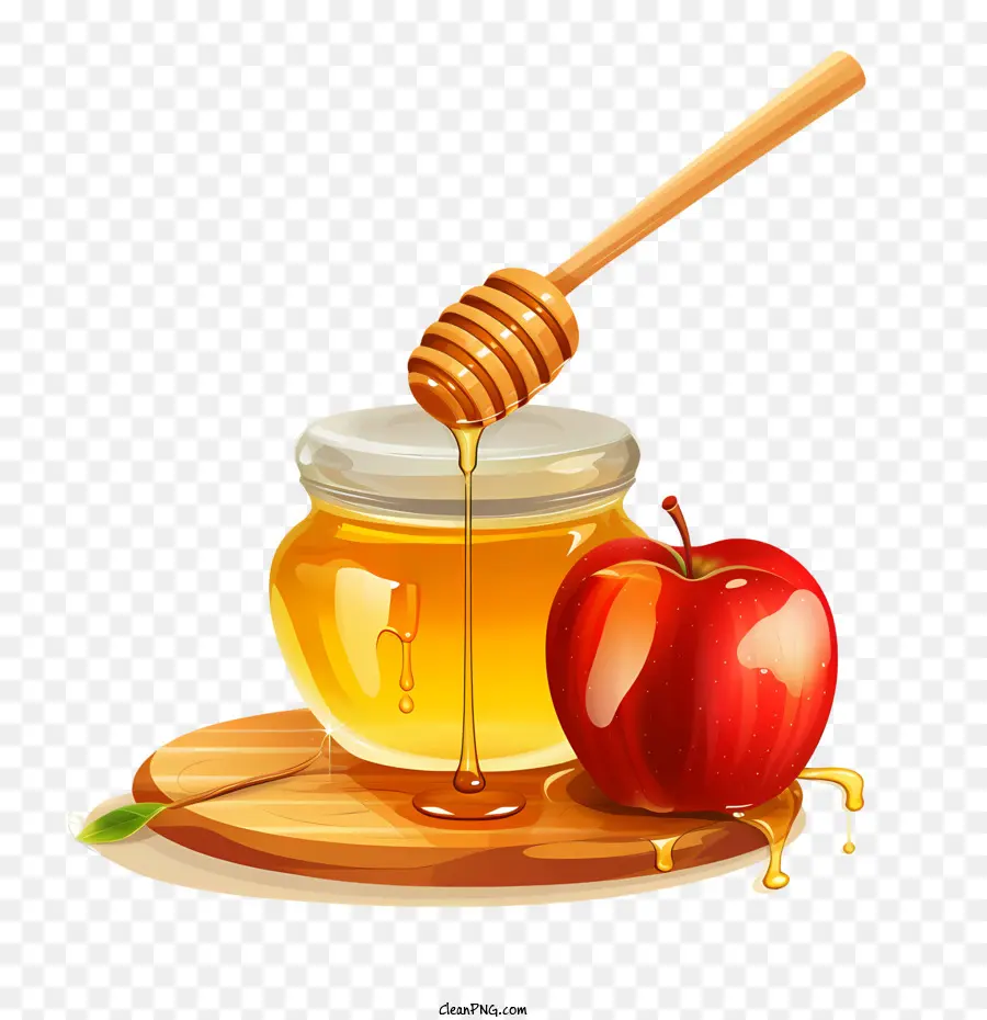 Tarro De Miel，Manzana Y Miel PNG